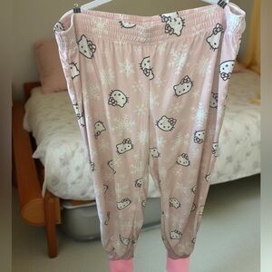 HELLO KITTY BY SANRIO PINK PAJAMA LOUNGER BOTTOMS XL 16-18 SOFT HAS SNOWFLAKES
